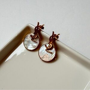 Gold-Tone Mother of Pearl Drop Earrings